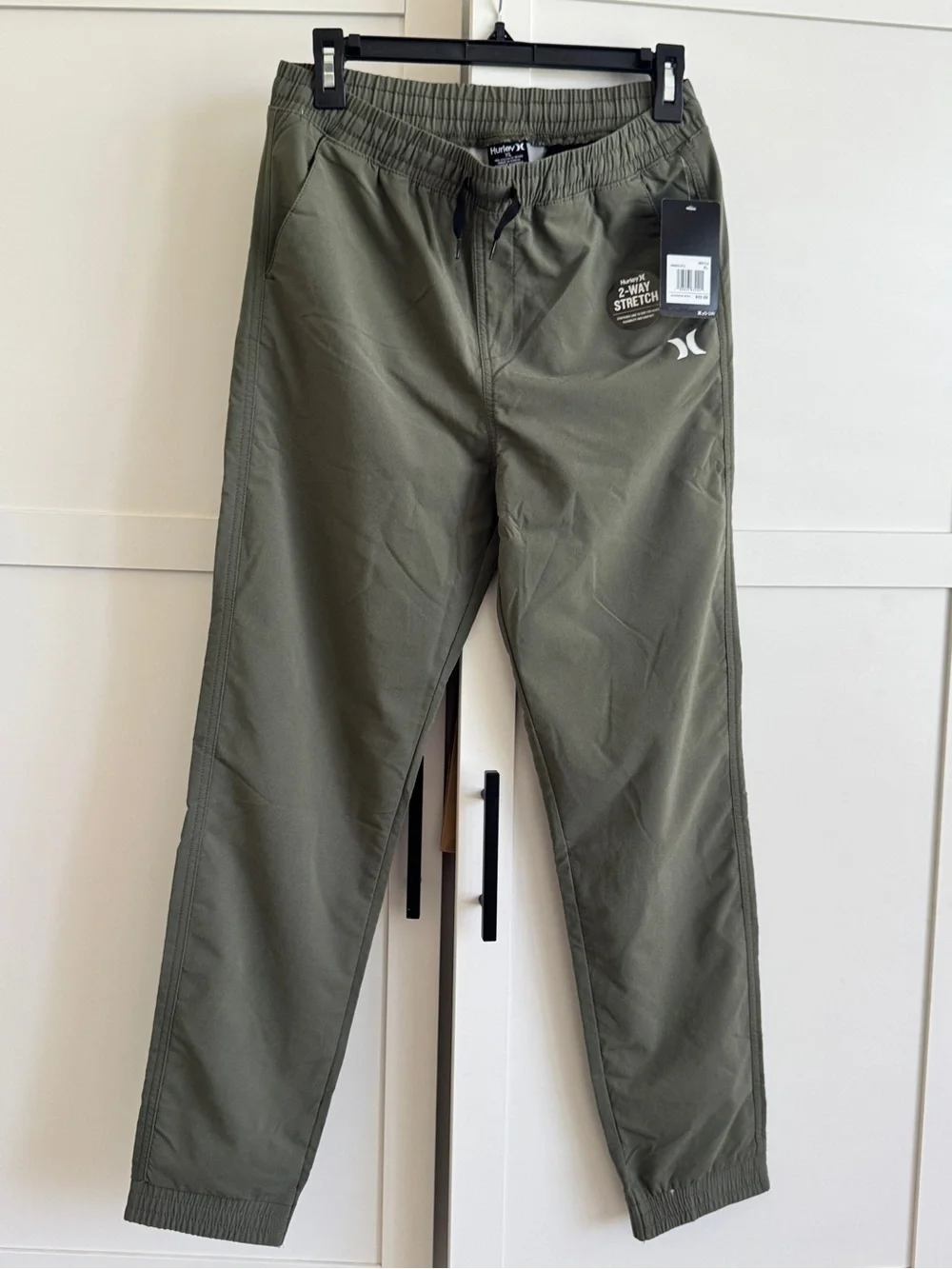Hurley boys size XL, Olive Jogger Pants with Drawcord